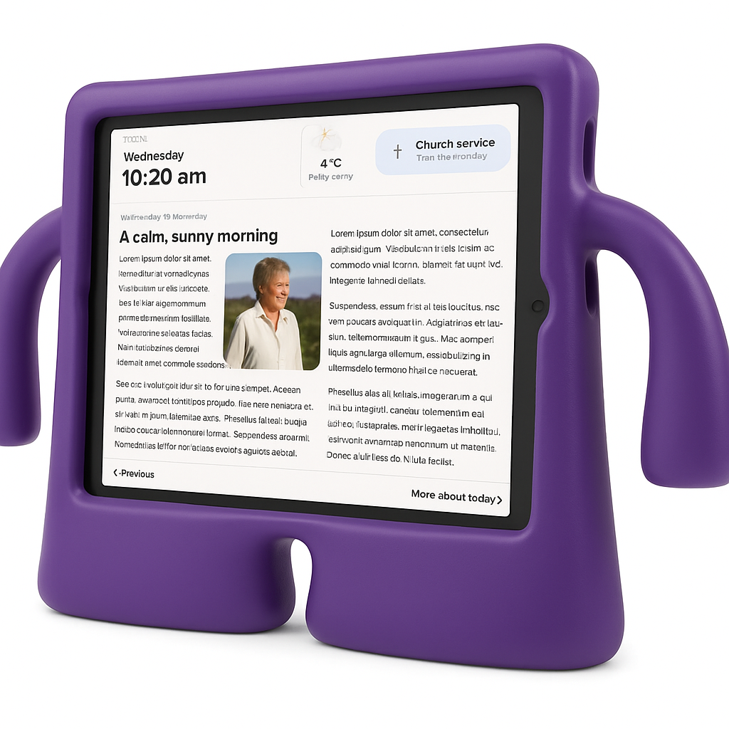 Nellie on iPad showing family messages and photos